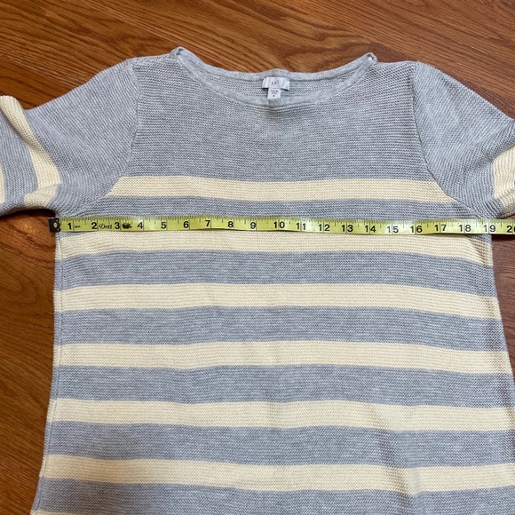 J Jill pale yellow and gray striped sweater tunic, size M - Picture 3 of 8